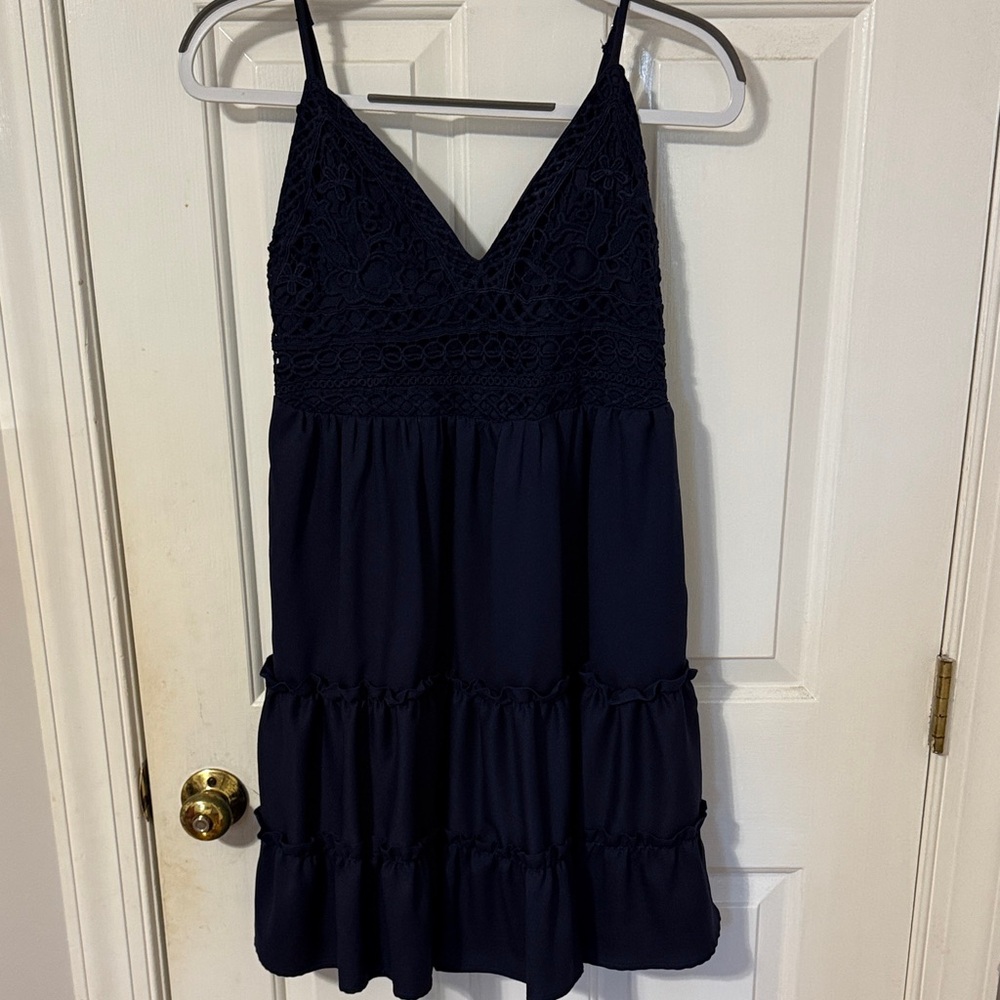 Say What? Navy Blue Lace Mini Dress